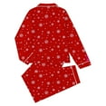 thumbnail image 3 of Tiweut Womens' Leisure Pajamas Sets for Christmas Flannel Long Sleeve Lapel Tops and Long Pants Cozy Loungewear Floral Print Holiday Season Nighttime Holiday Ladies Sleepwear Set,Red,2XL, 3 of 9