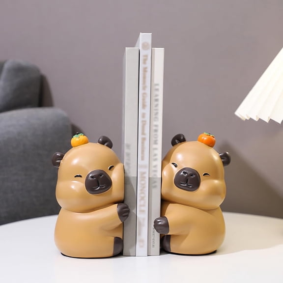 Cute Hug Capybara Decorative Bookends, Unique Animal Book Ends to Hold Books Creative Resin Book Holder Stopper for Home Office Desk Bookshelf Decoration
