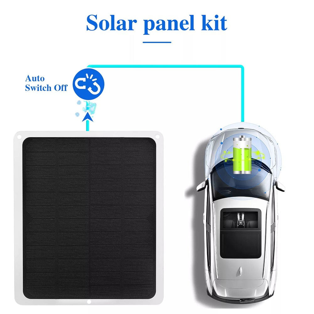 Whatever You Like-Portable 20W 12V Solar Panel Battery Charger Kit for Car, Van, Caravan, Boat - Weatherproof Trickle Charger with USB & DC Output, Clips Included"}