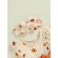 thumbnail image 5 of Halloween Newborn Baby Girl Outfits Ruffle Pumpkin Long Sleeve Romper Jumpsuit with Headband Set Waffle Fall Clothes 0-12M, 5 of 8