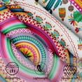 thumbnail image 3 of Colorful Mexico Round Table Cloth - Mexican Floral Tablecloth Cactus Stripes Lines Native Art Table Cover for Kitchen Party Picnic Dining Decor 60 Inch, 3 of 8