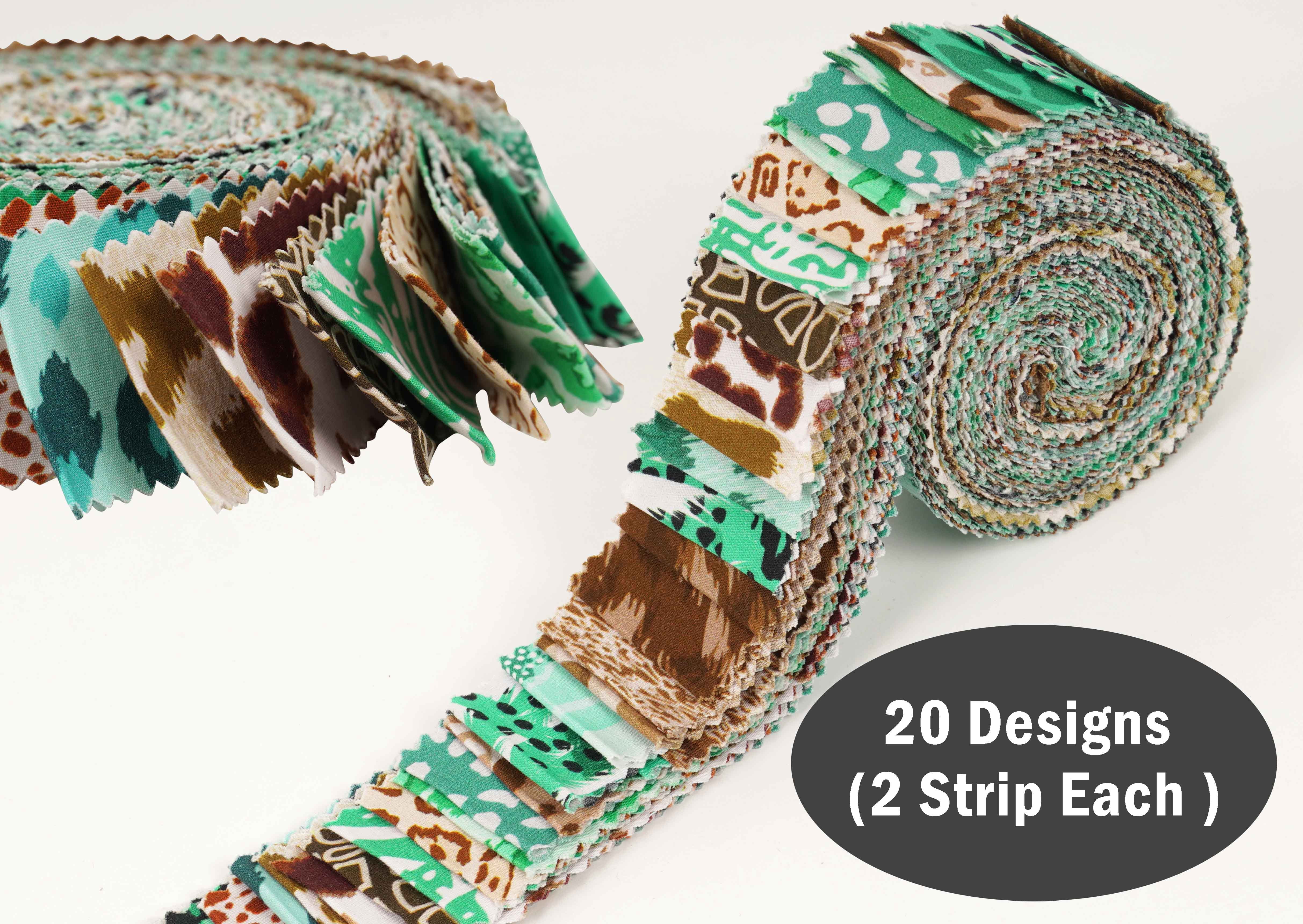 Soimoi 40Pcs Animal Skin Print Cotton Precut Fabrics For Quilting Craft Strips 2.5x42 inches Jelly Roll - Multicolor