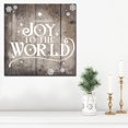 thumbnail image 2 of Crafted Creations Brown and White "JOY TO THE WORLD" Christmas Wrapped Square Wall Art Decor 12" x, 2 of 3