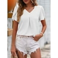 thumbnail image 2 of Womens Dressy Chiffon Blouses Summer Puff Petal Short Sleeve Shirts V Neck Casual Work Tops White XL, 2 of 6