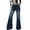 Blue, variant on Women's Pants with Pockets,Women Low Rised Wide Leg Denim Pants Y2k Solid Baggy Flared Hem Jeans Stretch Bell Bottom Trousers