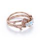 thumbnail image 4 of JeenMata 1 TCW de Piedra Lunar Azul de Corte Princesa y Moissanita - Vid y Hoja - Conjunto Nupcial de 3 Piedras - Baño de Oro Rosa de 18 K sobre Plata, 4 of 6