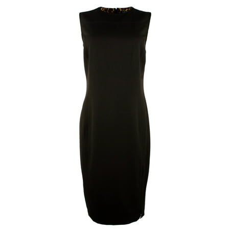 Women's Side Zip Slit Sheath Dress Blck 4