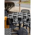 thumbnail image 5 of Outdoor Tablecloth with Umbrella Hole for Patio/Picnic/Party/Camping, Grey Geometric Waterproof Table Cloth Square Cover Washable, Black White Boho (54"x 54"), 5 of 9
