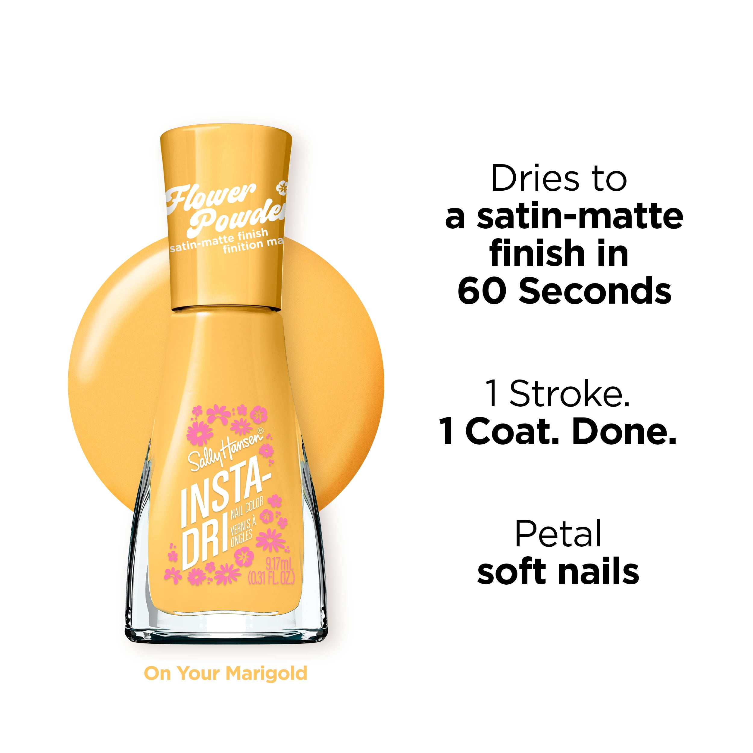Sally Hansen Insta Dri Flower Powder Nail Polish, Quick-Drying, Long-Lasting Shine, On Your Marigold​ 0.31 fl oz