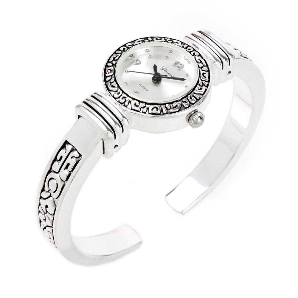 2Tone Rose Silver String Style Band Luxury Women's Bangle