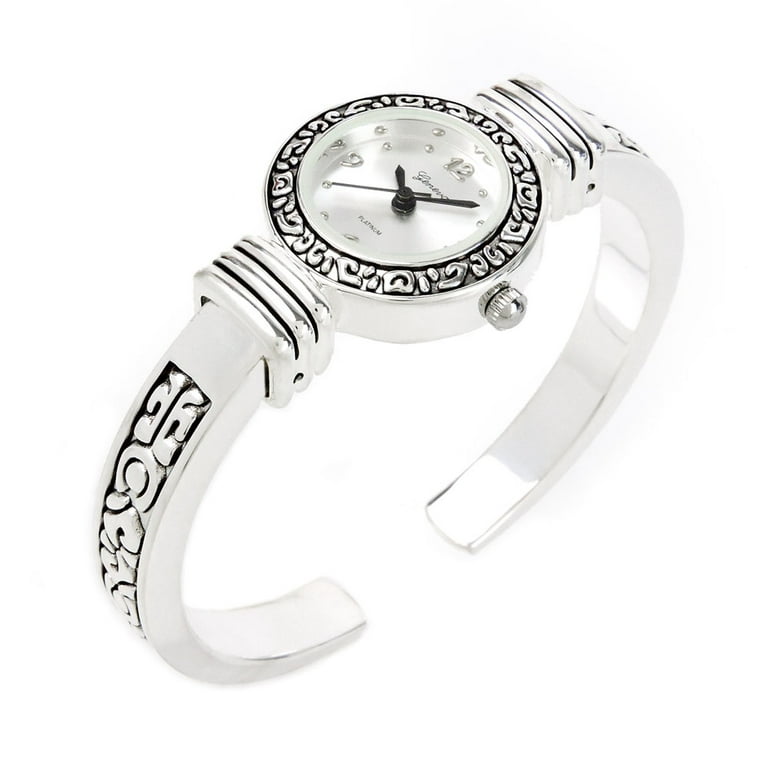 2Tone Rose Silver String Style Band Luxury Women's Bangle