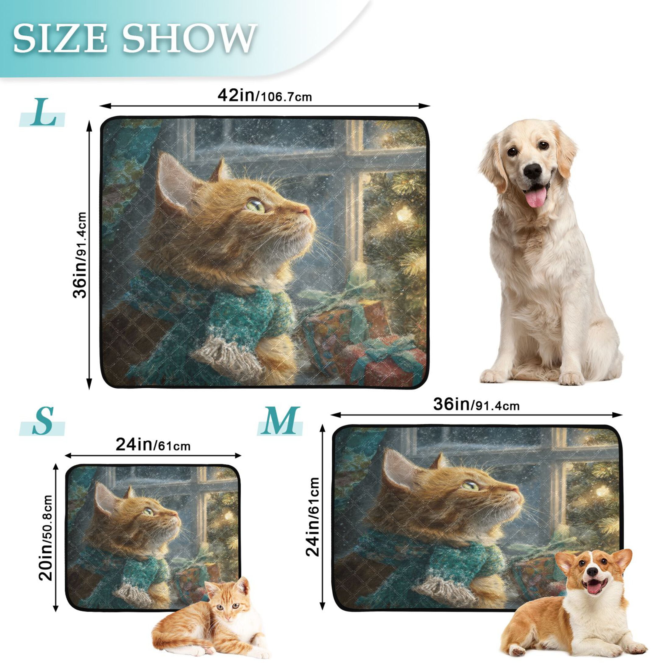 Qxltty Ginger Cat Cat litter Pads Pet Set of 2 Diaper Mats Center Anti-leakage Layer Absorbent Soft and Comfortable