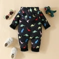 thumbnail image 6 of Rgdypko Boys Girls Long Sleeve Cartoon Dinosaur Prints Hooded Romper Warm Jumpsuit Size 12-18 Months, 6 of 6
