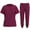 Wine, variant on ZZwxWA Scrubs for Women Crewneck Tops and Cargo Pant Jogger Quick-Drying Fabric Uniforms Set with Pockets Stretch Fabric