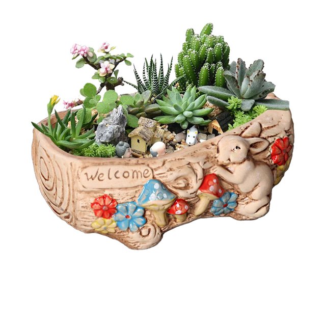 Meaty Flower Pot Ceramic Big Flower Pot Simple Large Caliber Thick Pottery Meaty Plants Plate Rabbit Flower Pot New Styles,Flowerpots With Dish Ceramic