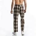 thumbnail image 4 of Under $10 Mens Casual Plaid Trousers Drawstring Waist Straight-Leg Pants Stylish Comfy Open Bottom Trouser Athletic Basic Pants, 4 of 6