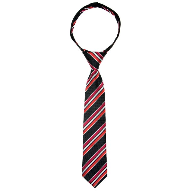 Spring Notion Boys' Pre-tied Woven Zipper Tie Small Black Red Stripes