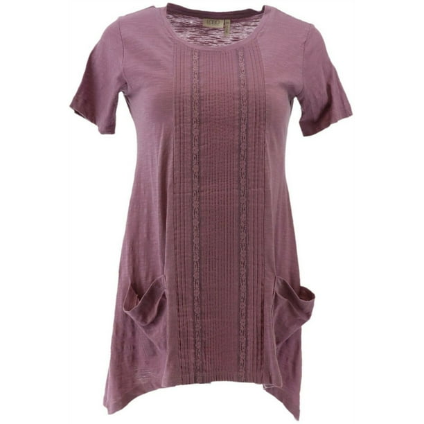 LOGO by Lori Goldstein - LOGO Lori Goldstein Slub Knit Top Pleated ...