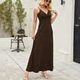 thumbnail image 6 of Jinhomg Womens Sleeveless Maxi Dress Elegant Spaghetti Strap Ruched V-Neck Dresses formal Backless Cocktail Party Wedding Guest Dress Brown L, 6 of 8