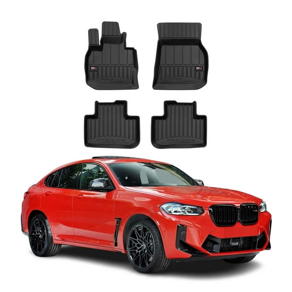 OMAC Premium Floor Mats for for BMW X4 G02 2018-2023 TPE Rubber Black 4Pcs