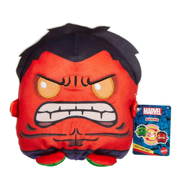 Marvel Cuutopia 2-in-1 Plush Toy, Reversible Hulk & Red Hulk Figure, 7-inch Soft Collectible