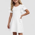 thumbnail image 2 of NOLDARES Princess Dress With Girls Birthday Party Toddler Ruffle Sleeve Fancy Outfit Gift(White,4-5 Years), 2 of 8