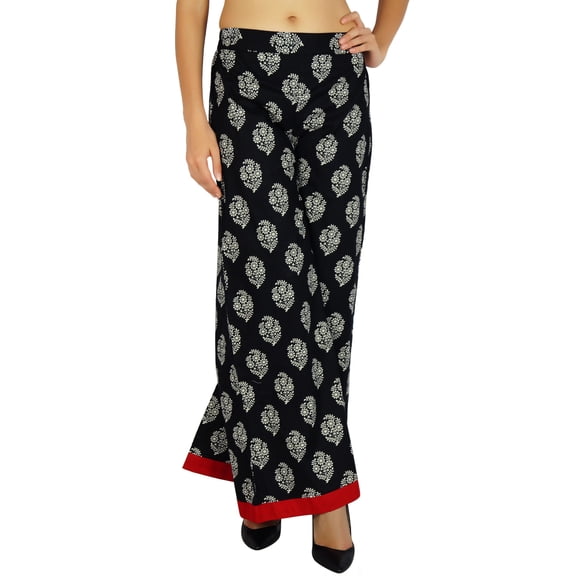 Amoghah Cotton Palazzo Floral Womens Wear Elastic Waist Wide Leg Custom Pants