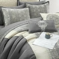 thumbnail image 3 of Nanshing Arabesque7 Piece Luxury Traditional Comforter Set, Grey, Queen, 3 of 9