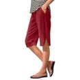 thumbnail image 2 of TrendOFT Linen Capri Pants for Women 2026 Summer Beach Vacation Trousers Elastic Waist Capris Boho Casual Travel Crop Pant Red S, 2 of 4