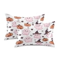 thumbnail image 2 of Dailycode Satin Pillow Case King Silk Pillow Cover for Hair and Skin Envelope Closure Cute Pink Ghost and Pumpkin 20"x40", 2 of 9