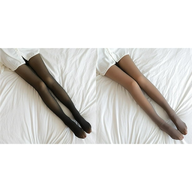2x Autumn Cold Weather Women Tights Fake Translucent Solid Color High