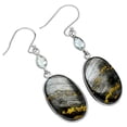 thumbnail image 3 of Iron Tiger Eye & Sky Blue Topaz 925 Sterling Silver Earrings Jewelry E-1002 SDE85499, 3 of 5