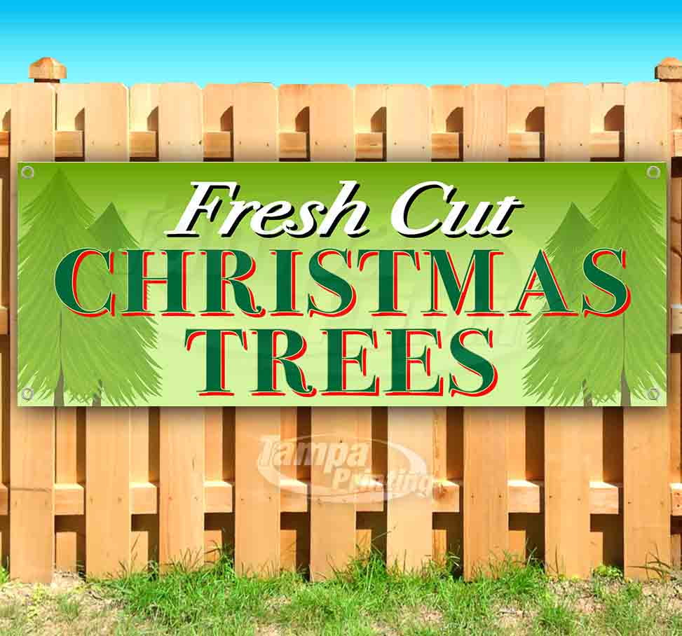 Christmas Trees Banner 13 oz | Non-Fabric | Heavy-Duty Vinyl Single-Sided with Metal Grommets