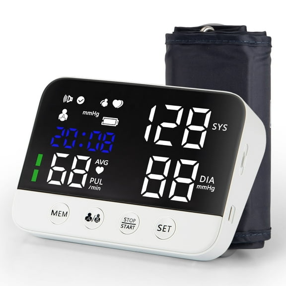 Blood Pressure Monitor, 8.7-17'' Adjustable Blood Pressure Cuff for Home use, LED Color Backlit Screen Automatic Digital Blood