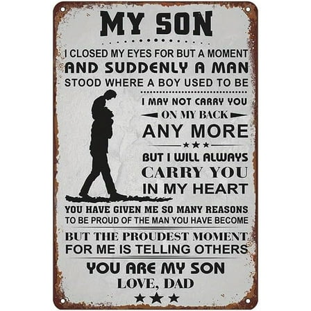 My Son Love Dad Retro Metal Tin Sign - Funny Wall Art Interior Decoration and Gift for Son - Metal Poster for Home