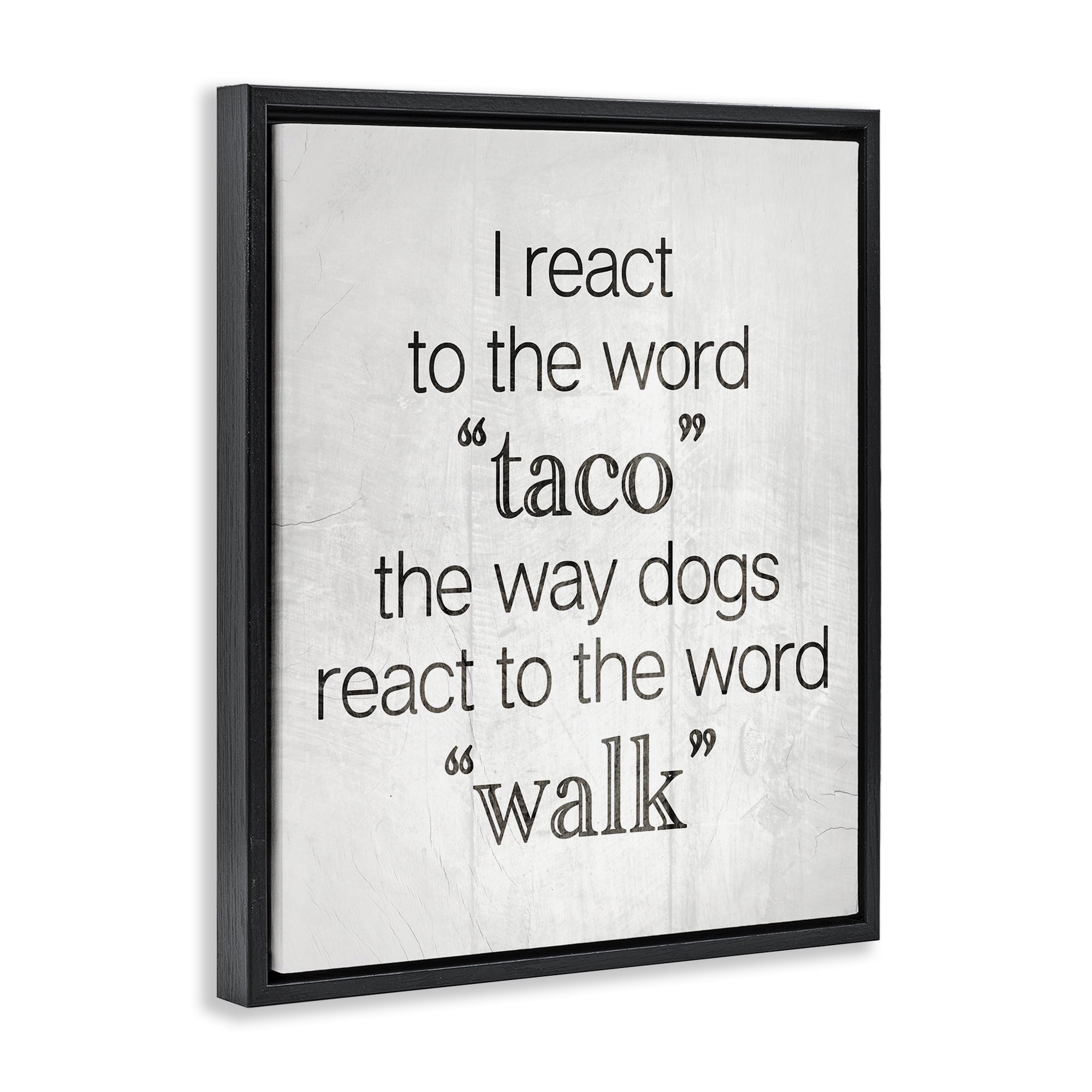 Stupell Industries Funny React To Taco Food & Beverage Painting Black Floater Framed Art Print Wall Art, 17 x 21