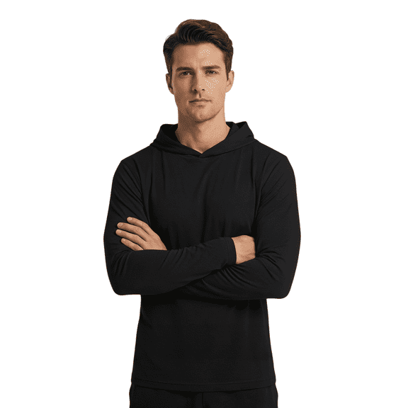 ZBORIBER Men's Hooded T-shirt, Moisture-wicking,Quick-drying,Black, Sizes S-3XL