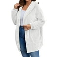 thumbnail image 5 of Huowey Womens Overcoat Soft Wool Fuzzy Hooded Jacket Long Sleeve Casual Open Front Cardigan With Pockets Lightweight Outdoor Dailywear,White,XL, 5 of 7