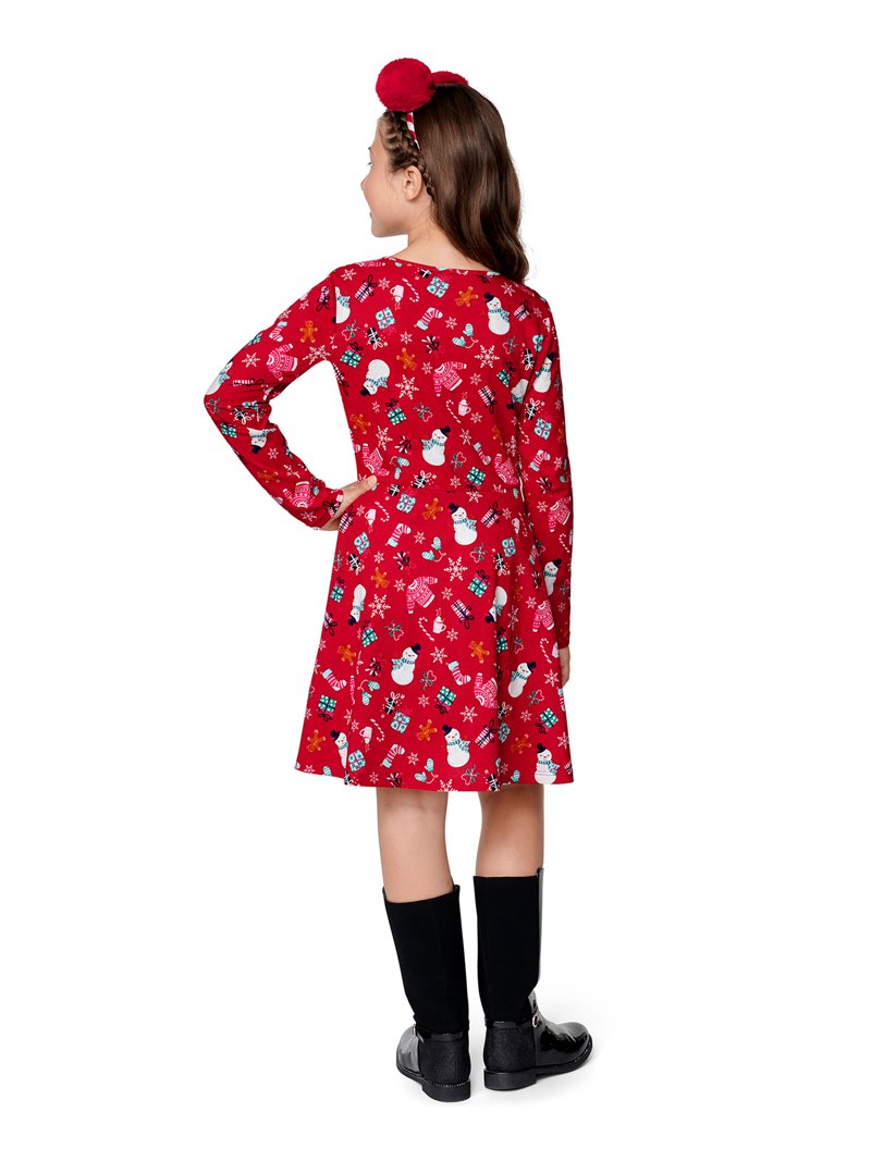 The Childrens Place Girls Long Sleeve Holiday Skater Dress