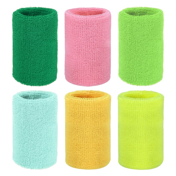 Uxcell Wristbands Sweatbands, Wrist Bands for Sweat Sports Wristbands 4x3 In & 6 Pack & Light Colors-Fitting for (Tennis/Basketball/Football/Running/Working Out/Men & Women)
