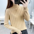 thumbnail image 2 of PIKADINGNIS Womens Sweaters and Pullovers Autumn Winter Thick Warm Plush Ladies Sweater Solid Color Long Sleeve Knit Pullover, 2 of 6