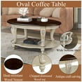 thumbnail image 4 of Gzxs Vintage Oval Coffee Table, Living Room 2-Tier Center Tea Table with Open Shelf, 42"L x 26"W x 20.5"H, Beige and Espresso Top, 4 of 9