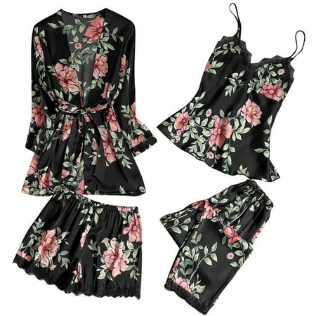 

Rimless Women Nightdress Wireless Pajamas Lace Silk Sleepwear Underwear