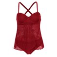 thumbnail image 2 of mujeres dos piezas de encaje tankini push up traje de baño s vino rojo Sunnimix Traje de baño de Tankini de las mujeres, 2 of 8