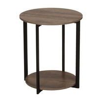 Jamestown Round Side End Table with Storage Shelf, Ashwood Rustic Wood ...