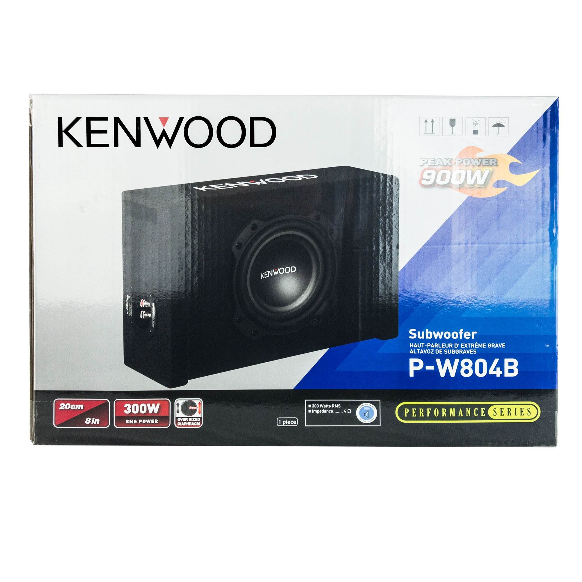 Kenwood PW804B 8 Inch Oversized Car Audio Loaded Subwoofer in Ported