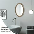 thumbnail image 3 of COZAYH Distressed Wood Frame Accent Mirror, Rustic Farmhouse Style Decorative Wall Mirror (Oval), 3 of 6