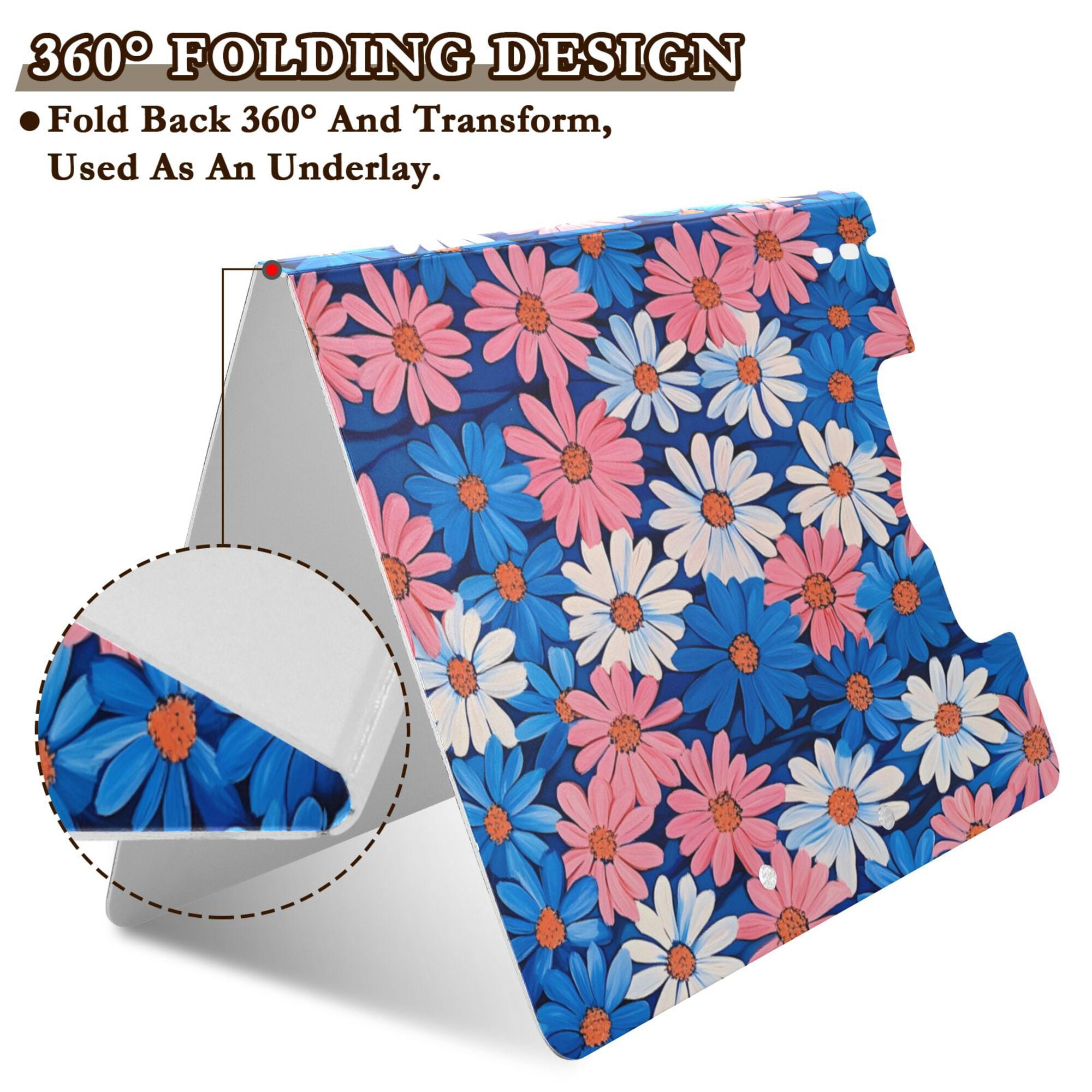 FORMRS A4 Clipboard Folder with Pen Holder Horizontal Foldable School Office Binder, Pink Flowers Pattern