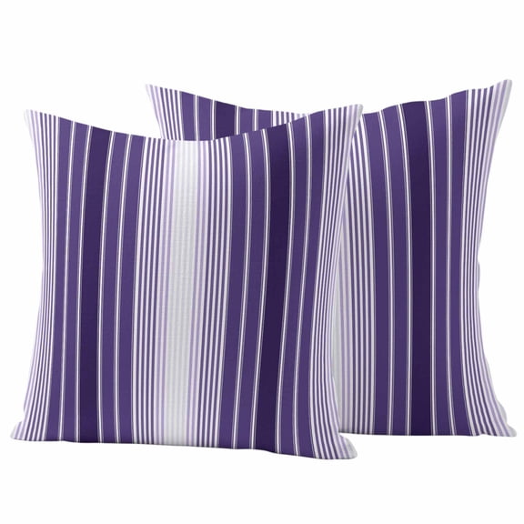 Outdoor Waterproof Pillow Covers Farmhouse Purple Gradient Line Decorative Throw Pillow Protectors,Pillowcase Cushion Cases for Patio Sofa Garden Couch,16x16in,Pack of 2