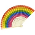 thumbnail image 2 of Rainbow Fans - Pride Folding Fans Made of Bamboo - Coloured Accessories for CSD Festival Rave Techno Wedding Party Women Men 8.27 In, 2 of 9